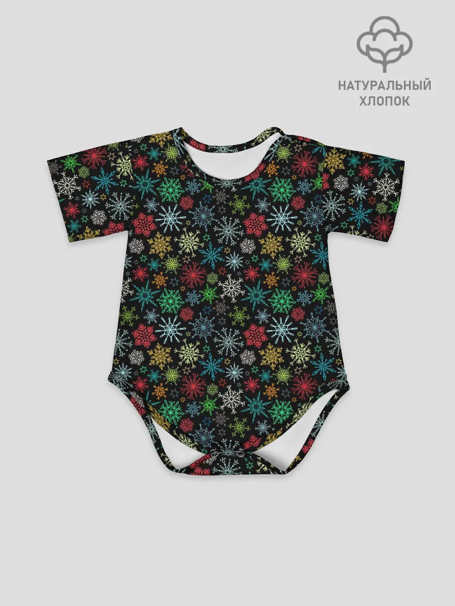 Детское боди / Разноцветные Снежинки