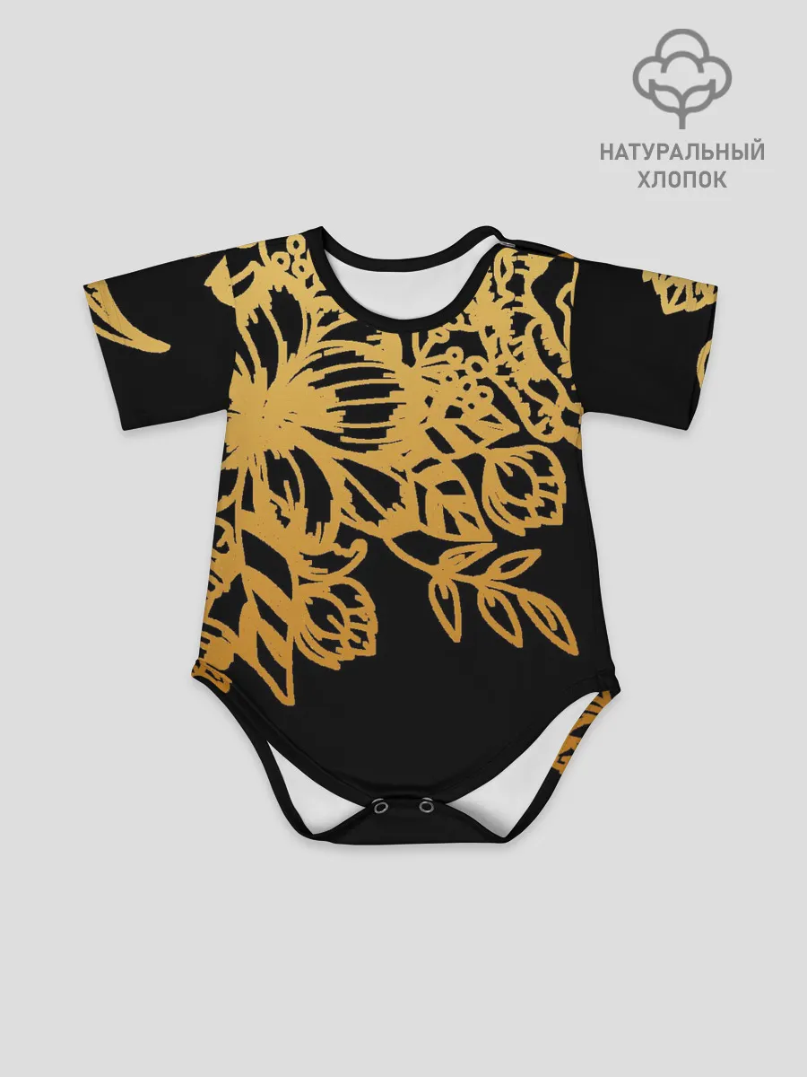 Детское боди / Золотые цветы на белом