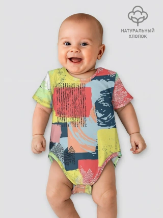 Детское боди / Желто-зеленый тай-дай