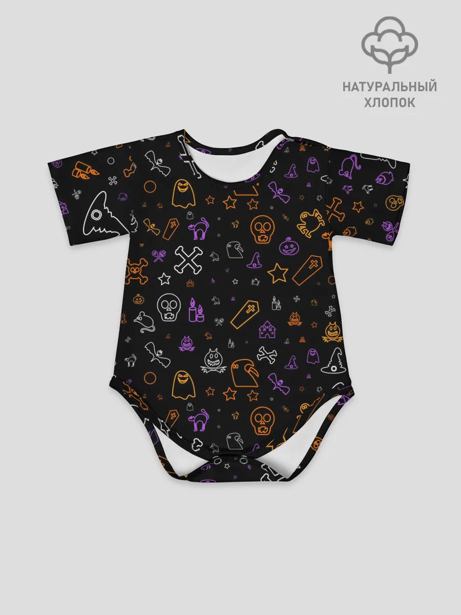 Детское боди / ХЕЛЛОУИН ПАТТЕРН НЕОН / HALLOWEEN NEON
