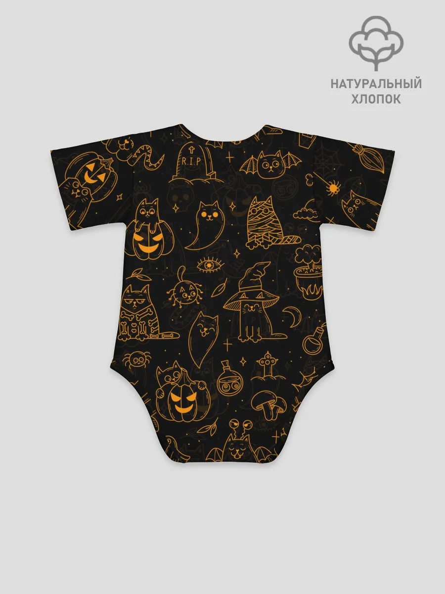 Детское боди / ХЕЛЛОУИН ПАТТЕРН КОТИКИ / HALLOWEEN KITTY