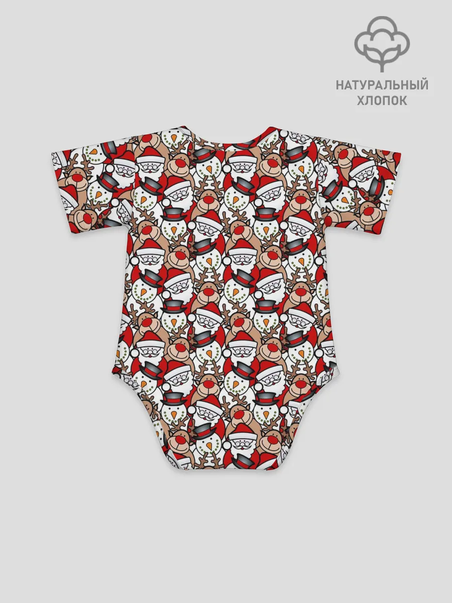 Детское боди / Дед Мороз, Снеговик, Олень