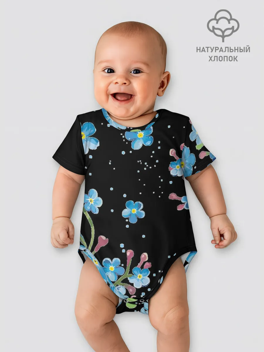 Детское боди / Букет голубых цветов