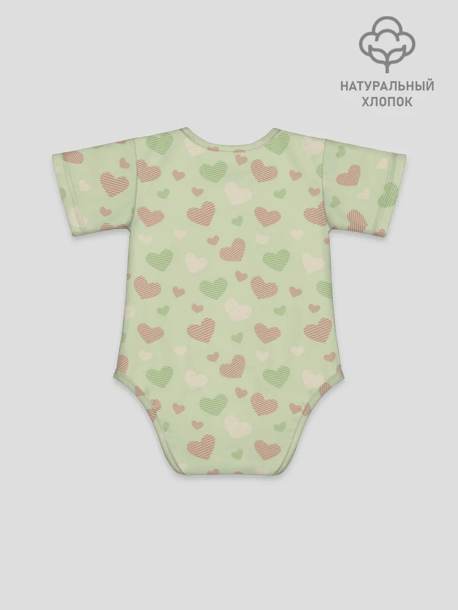 Детское боди / Сердечки на светло зеленом фоне
