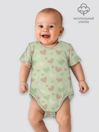 Детское боди / Сердечки на светло зеленом фоне