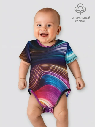 Детское боди / Цветные неоновые волны