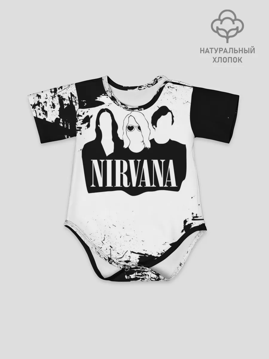 Детское боди / Нирвана Рок Группа Гранж ЧБ | Nirvana
