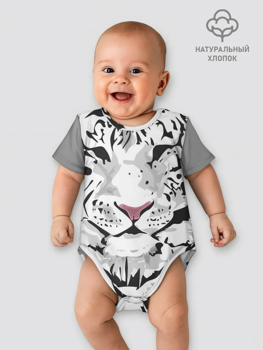 Детское боди / Белый снежный тигр