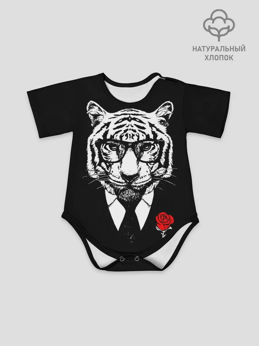 Детское боди / Тигр с красной розой