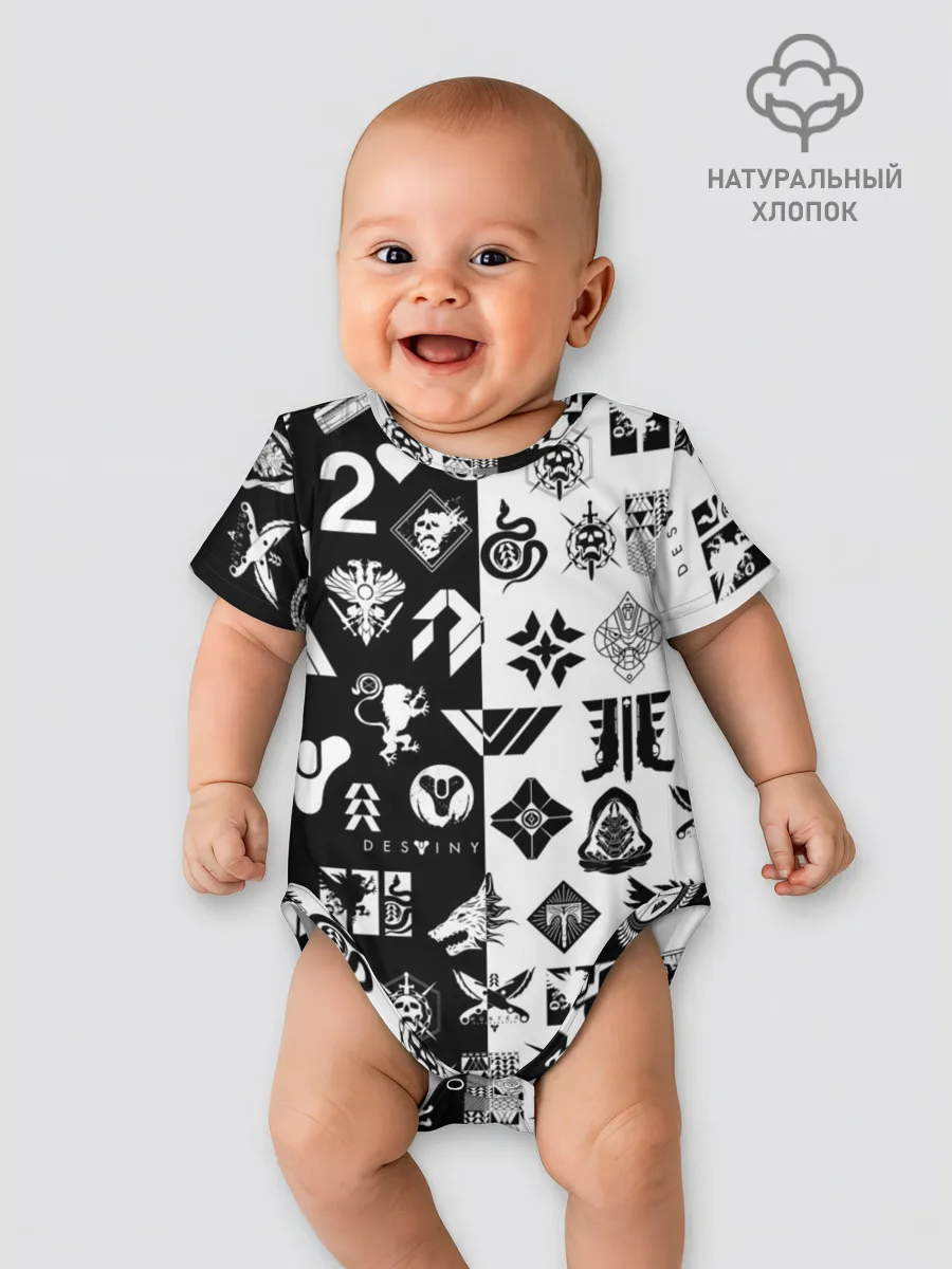 Детское боди / DESTINY LOGOBOMBING ЧЁРНО БЕЛОЕ