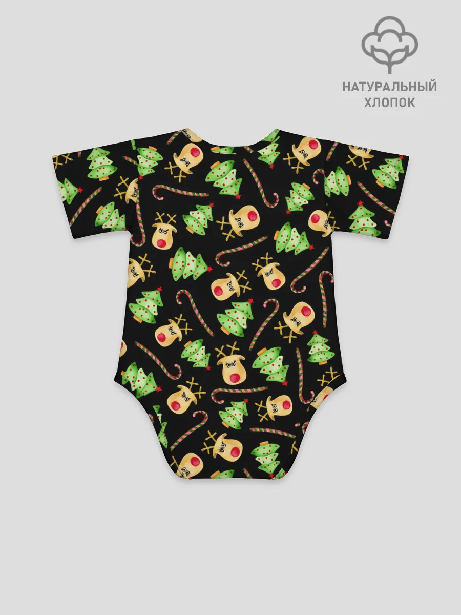 Детское боди / Олени, елки и карамель