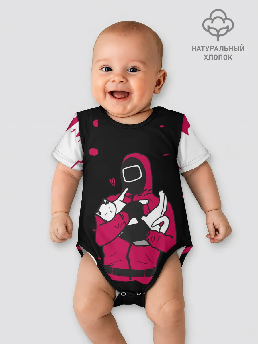 Детское боди / Игра в кальмара x Кот,