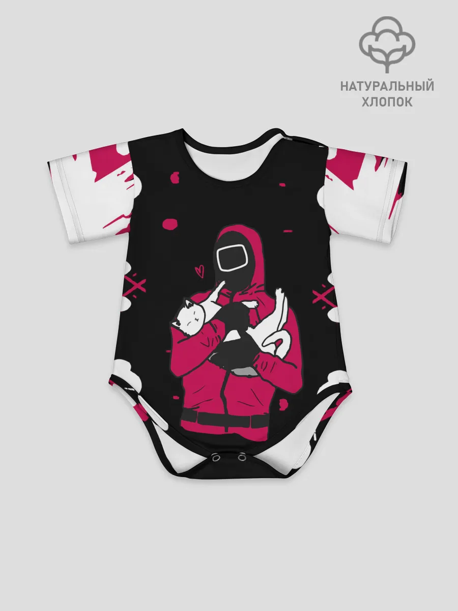 Детское боди / Игра в кальмара x Кот,