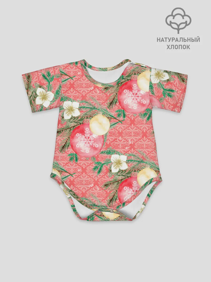 Детское боди / Новогодние красные шары