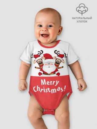 Детское боди / Санта с 2 Оленями