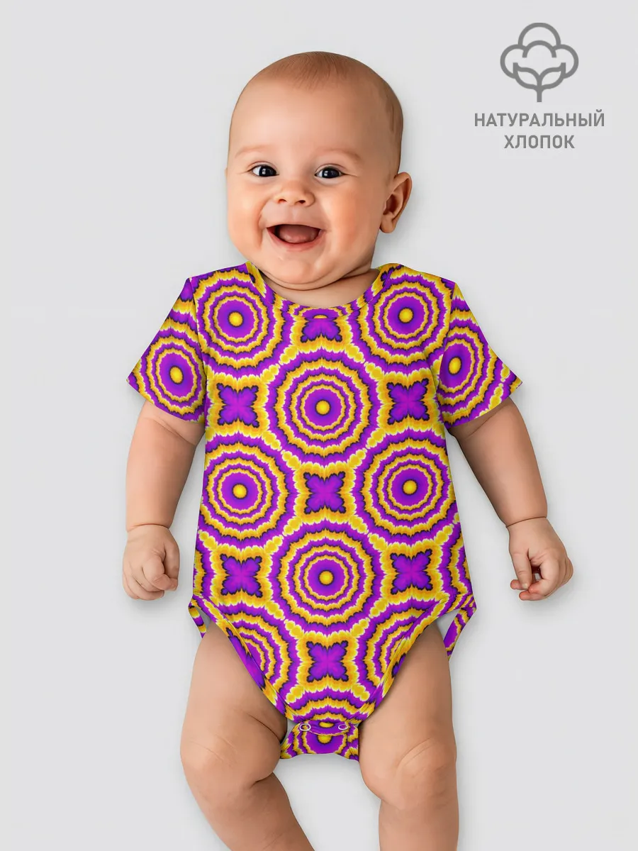 Детское боди / желтые и пурпурные цветы