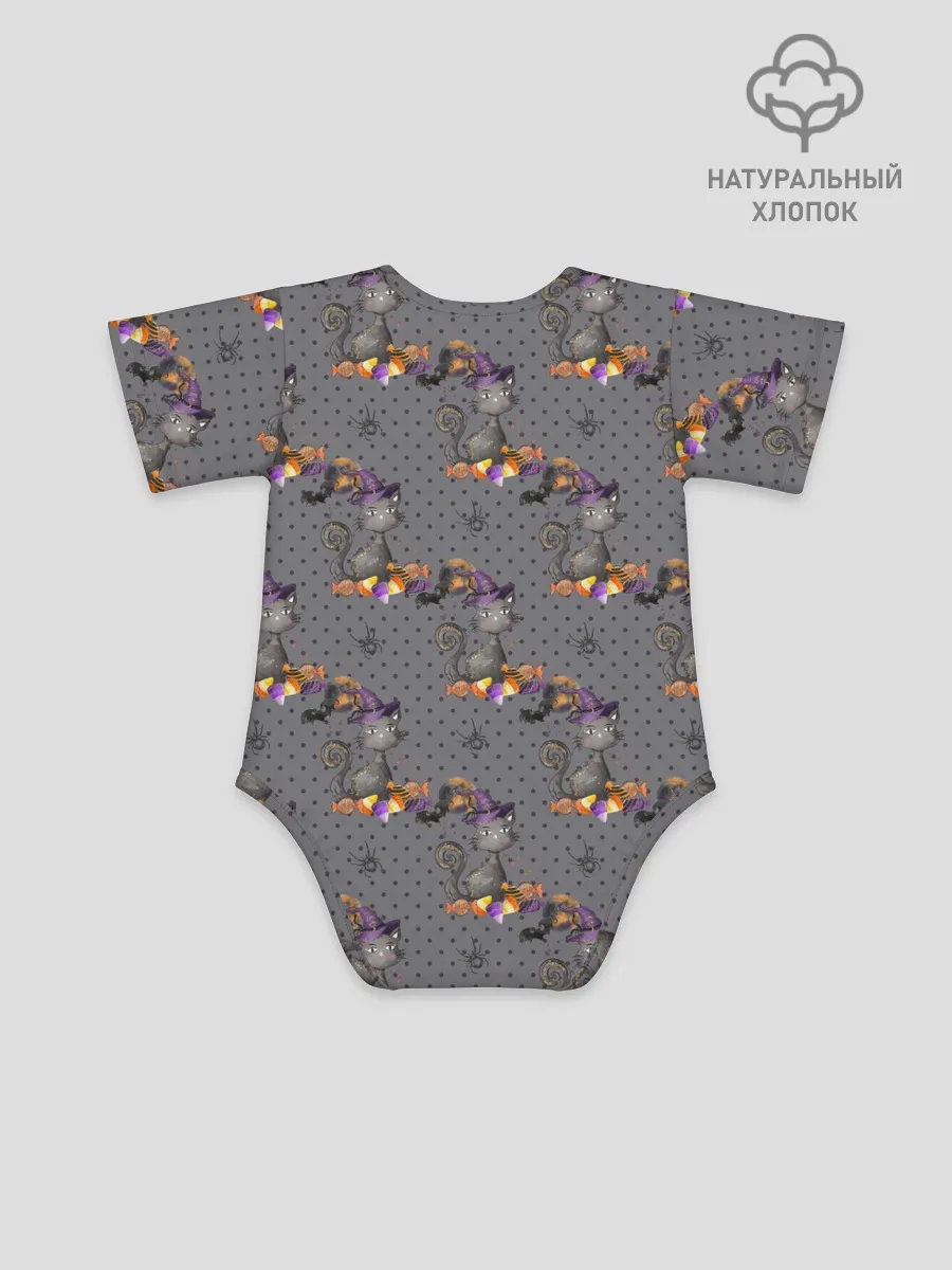 Детское боди / Кот с тыквой хэллоуин