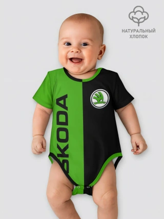 Детское боди / SKODA черно-зеленый