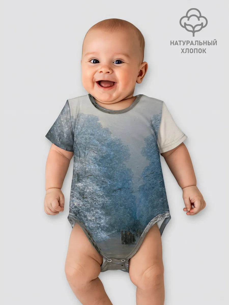 Детское боди / Зимний пейзаж картина маслом