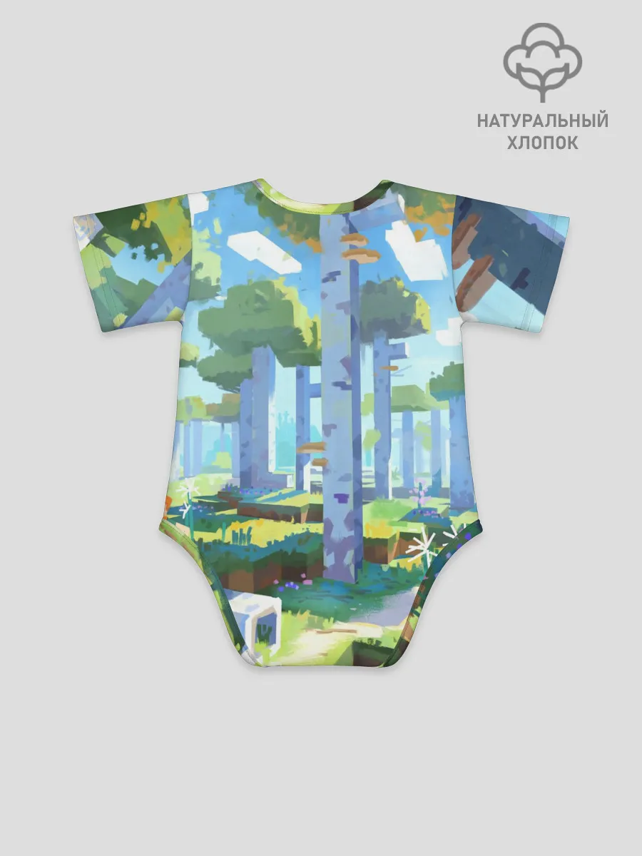 Детское боди / Майнкрафт на коне в березовом лесу