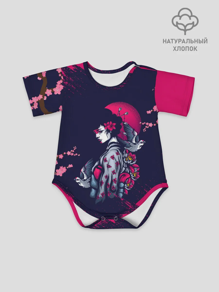 Детское боди / ДЕВУШКА В КИМОНО И ПТИЦАМИ