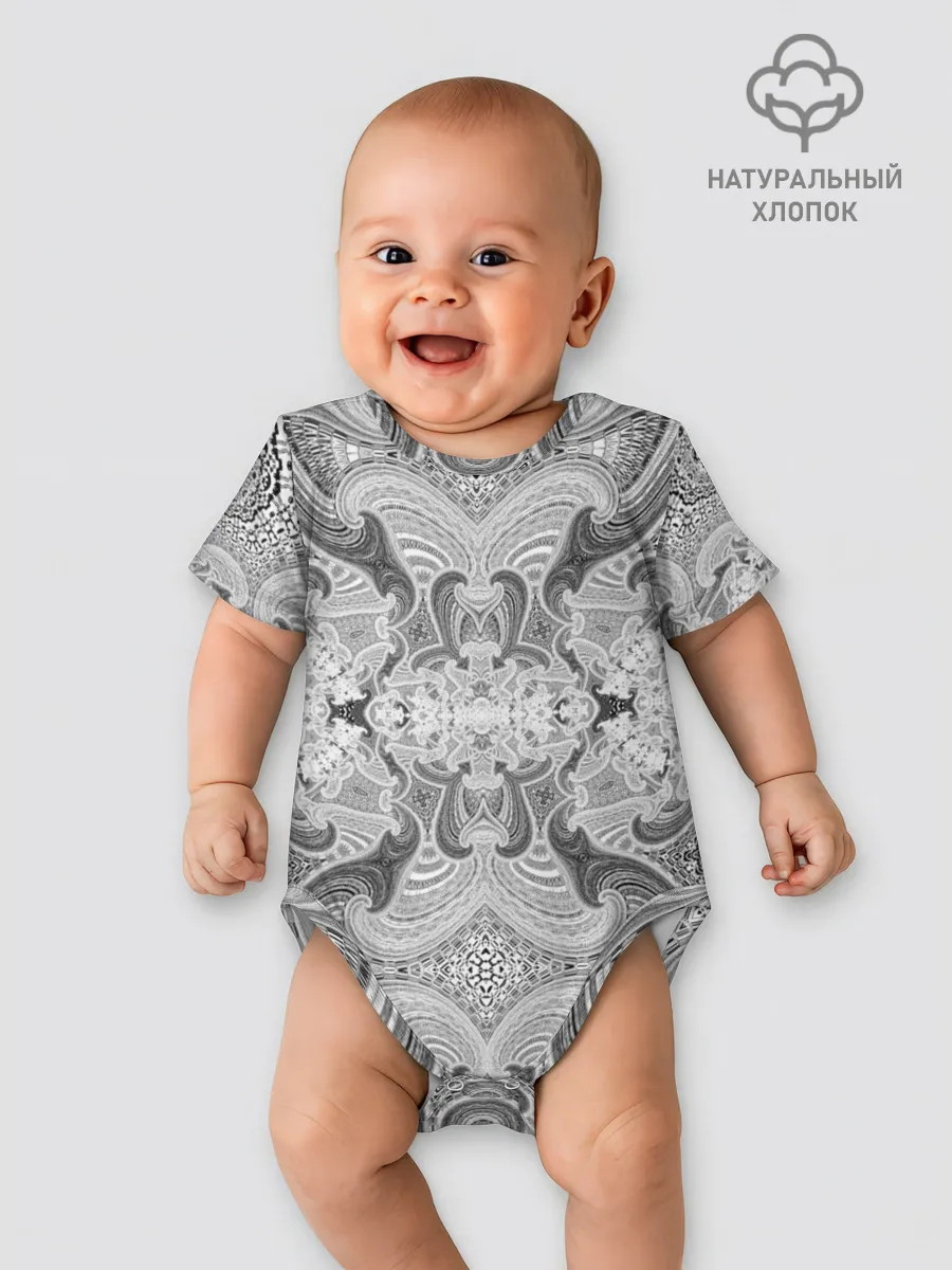 Детское боди / Черно-белый абстрактный узор.