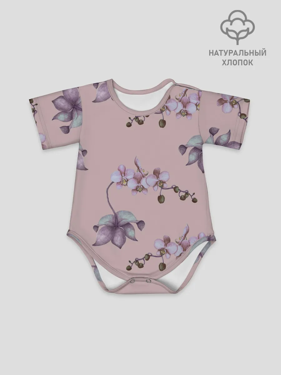 Детское боди / Розовые орхидеи на розовом фоне