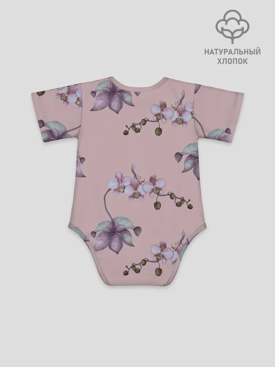 Детское боди / Розовые орхидеи на розовом фоне