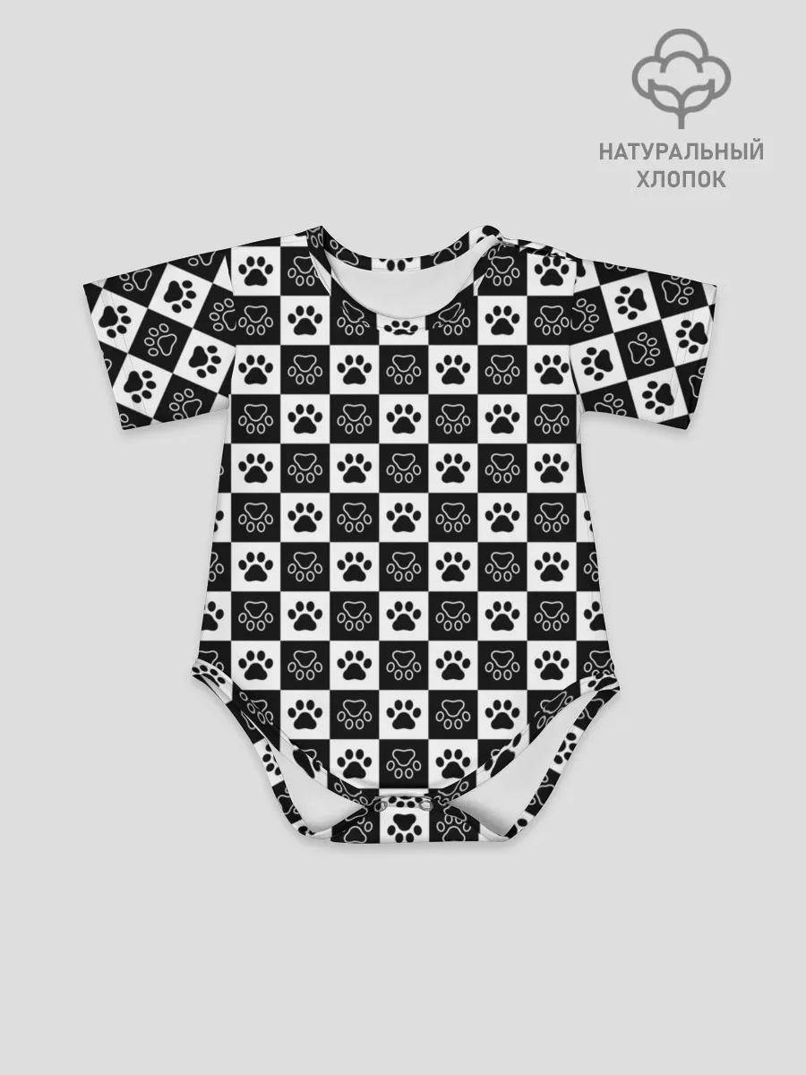 Детское боди / Следы на Шахматном Фоне