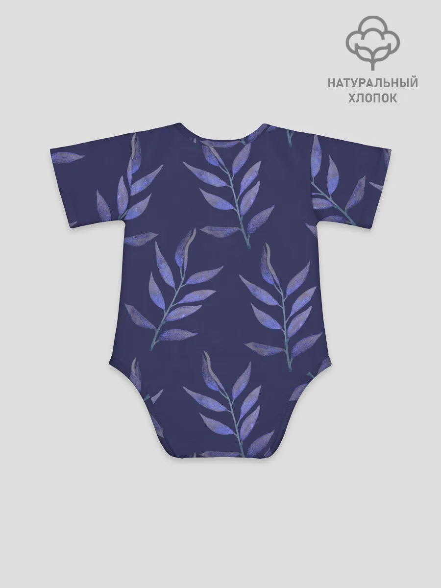 Детское боди / Листья на темно синем фоне