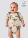 Детское боди / Цветы шафрана на бежевом фоне
