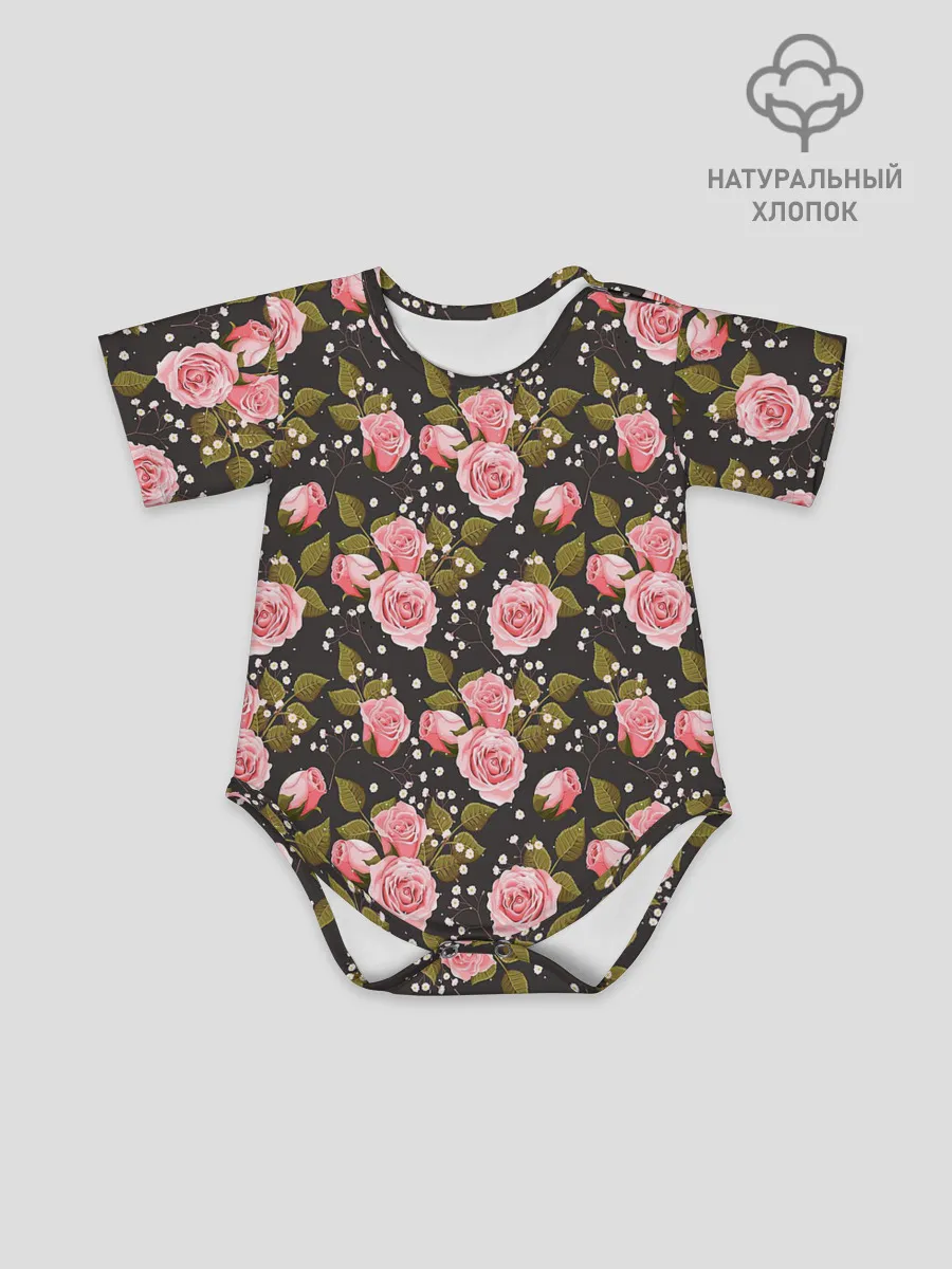 Детское боди / Яркие розовые розы