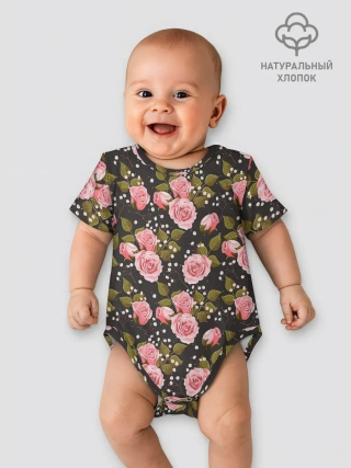 Детское боди / Яркие розовые розы