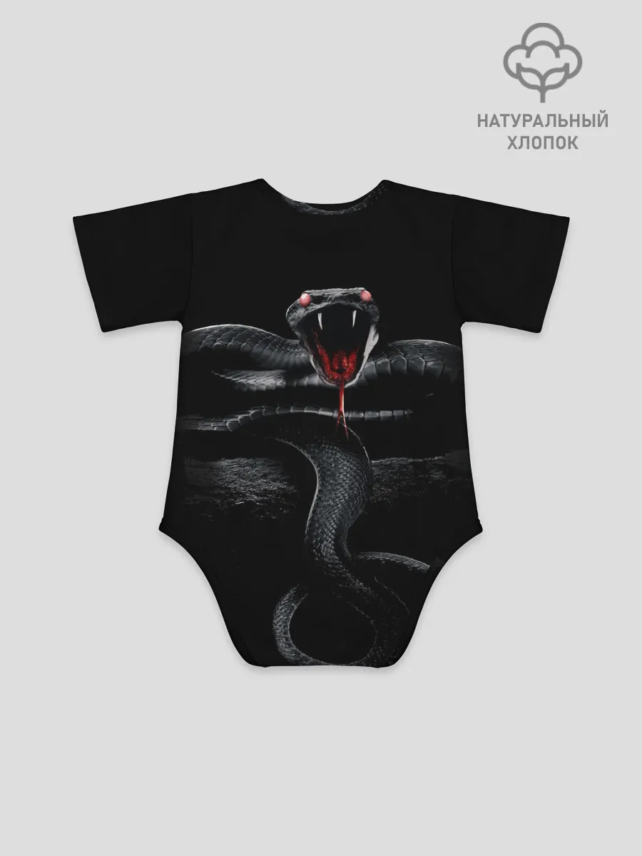 Детское боди / ЗМЕЯ НА КАМНЕ НА ЧЕРНОМ ФОНЕ