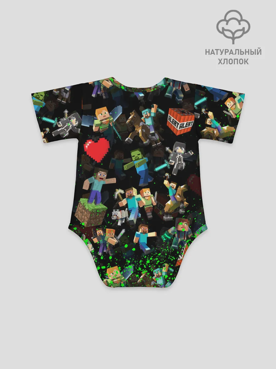 Детское боди / МАЙНКРАФТ ПАТТЕРН ГЕРОИ ИГРЫ