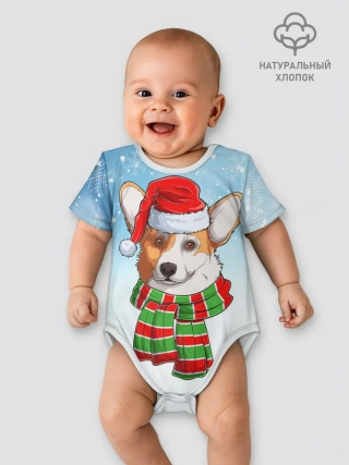 Детское боди / Новогодний Корги / New Years Corgi