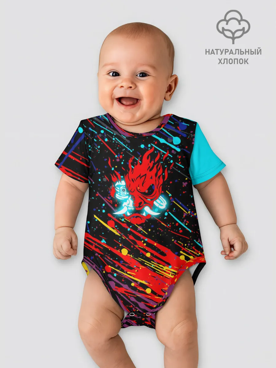 Детское боди / Cyberpunk 2077 Цветные брызги.