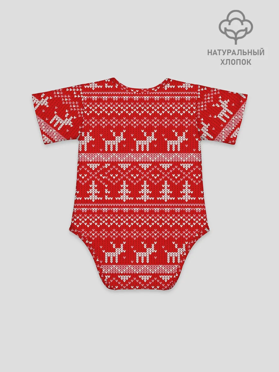 Детское боди / Новогодний узор с оленями и елкой