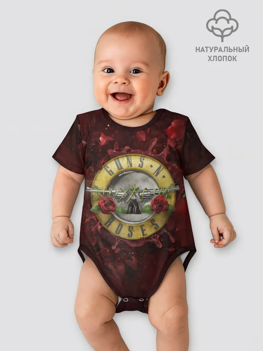 Детское боди / Лого GNR в розах