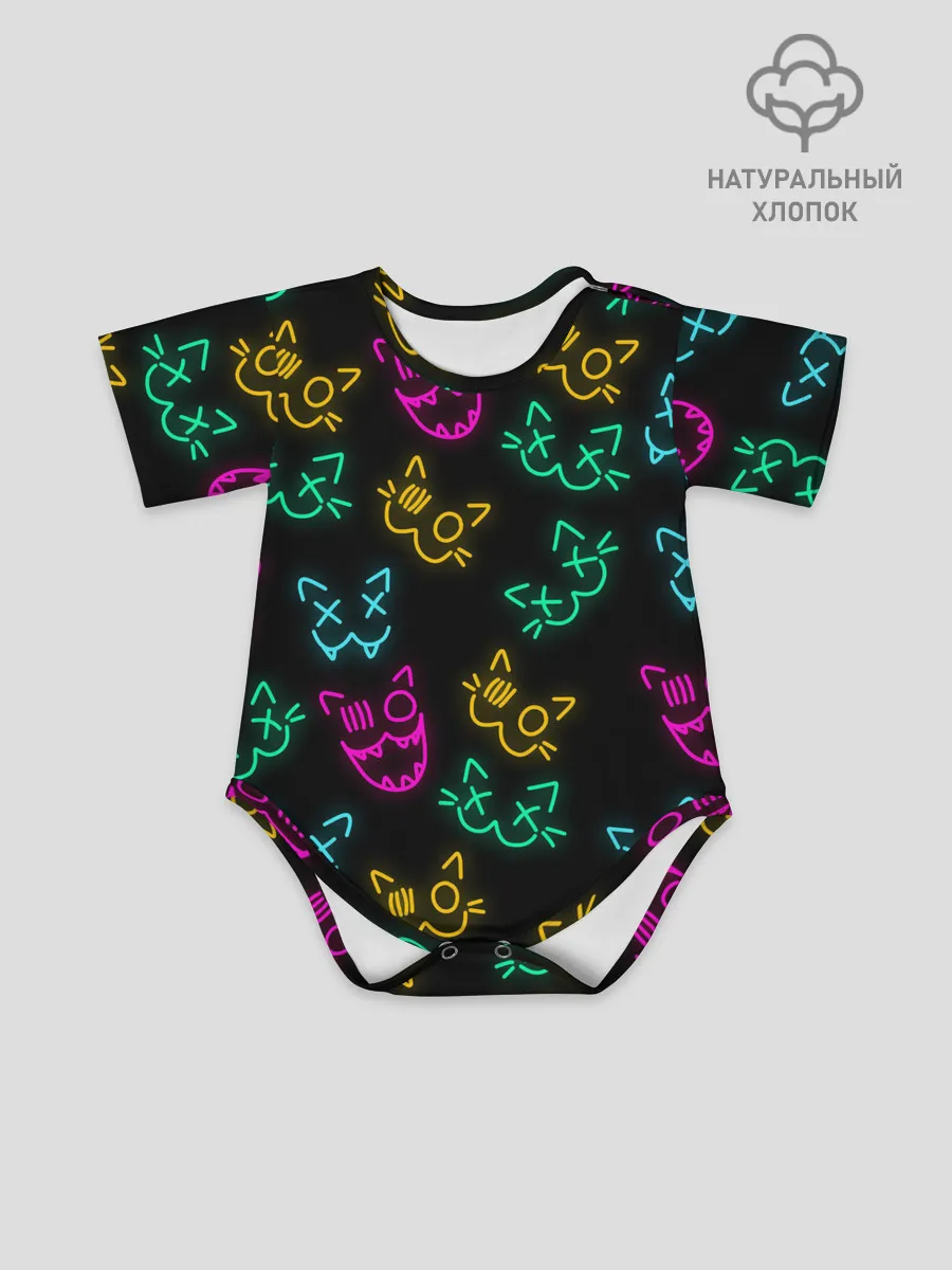 Детское боди / НЕОНОВЫЕ КОТИКИ / NEON FACES CATS