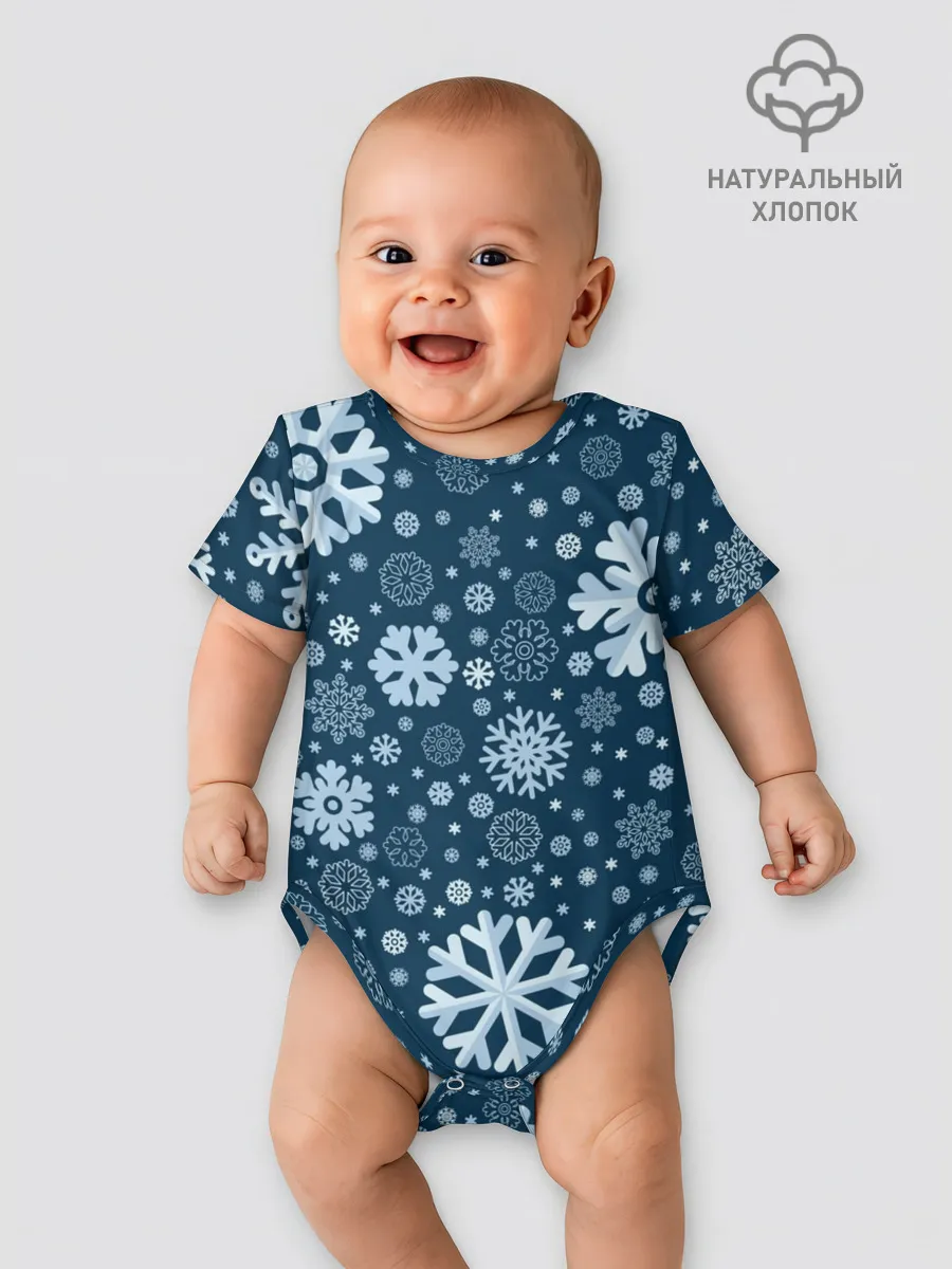 Детское боди / Новогодние снежинки, новый год