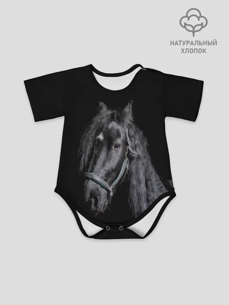 Детское боди / Лошадь на черном фоне