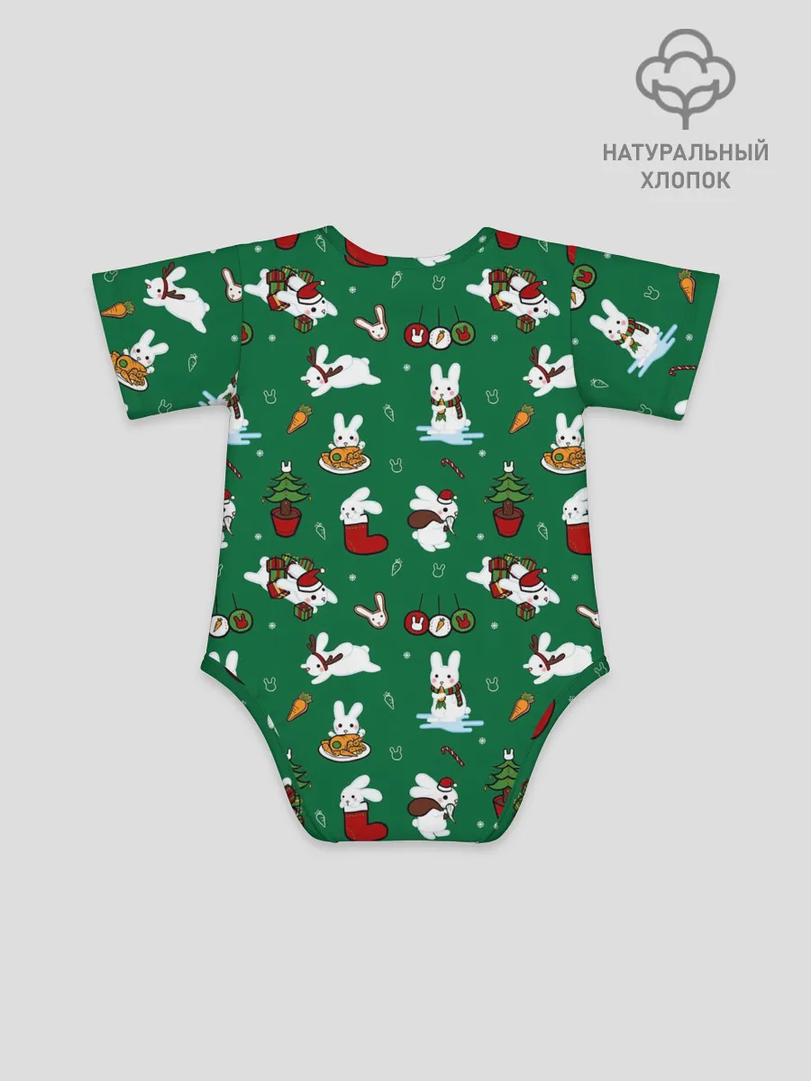 Детское боди / Новогодний паттерн с зайчиками