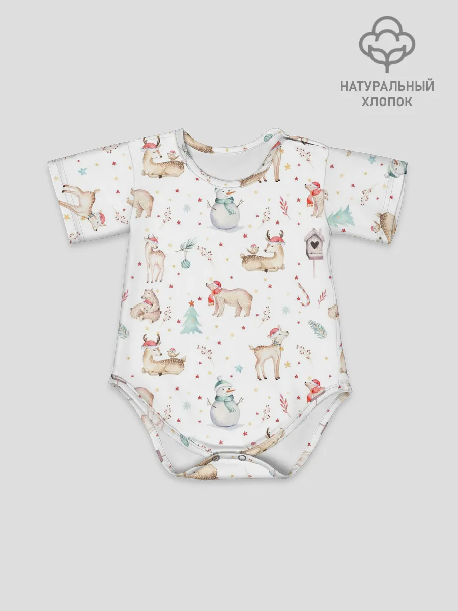 Детское боди / Паттерн с оленями и медведями