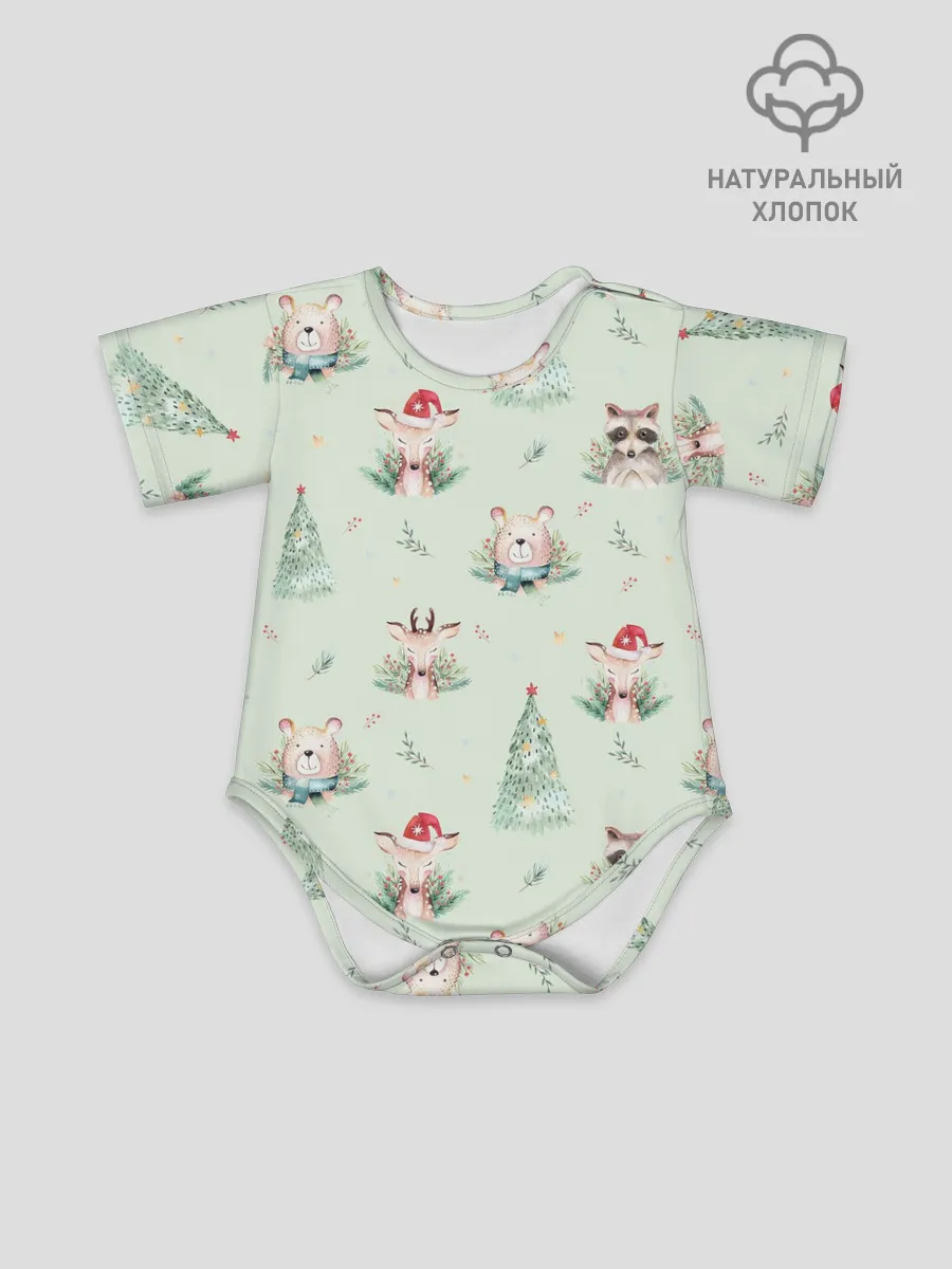 Детское боди / Олени, медведи и еноты