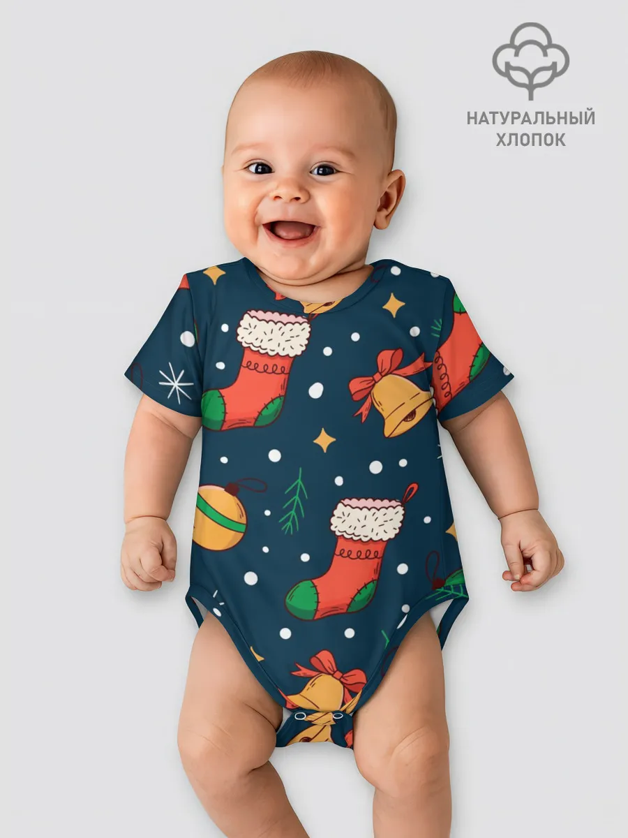 Детское боди / Новогодний, рождественский узор