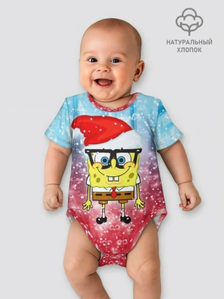 Детское боди / Новогодний Спанч Боб