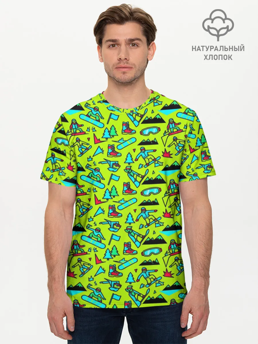 Мужская базовая футболка хлопок / Зимний отдых