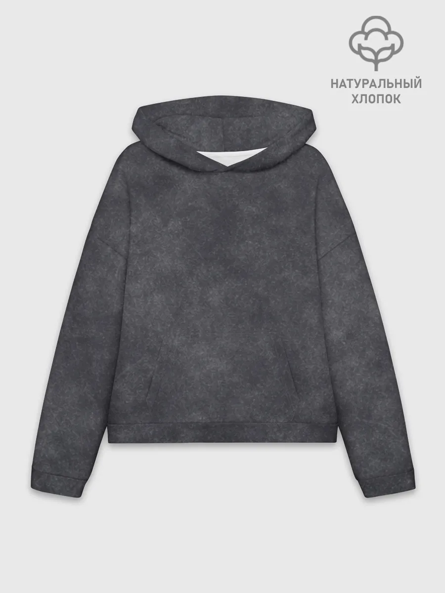 Худи женский оверсайз хлопок / Варёнка dark grey