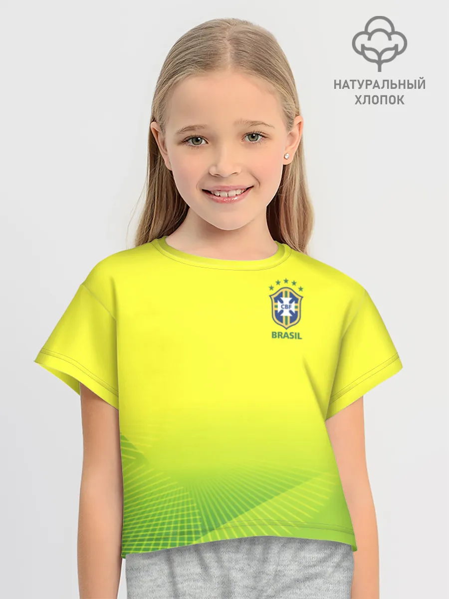 Футболка для девочки укороченная оверсайз хлопок / FootballBrazil
